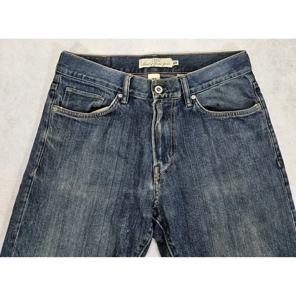 H & M Jeans Mens 30X32 Skinny Fit LOGG Liberty Of Garden Goods ( Vintage‎ Wash )